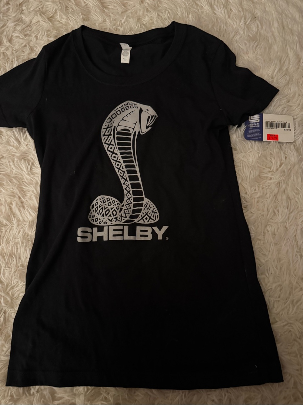 Selby Black Tee with Silver Cobra Emblem